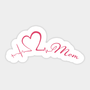 Love Mom Heartbeat Daughter T Shirts Sticker